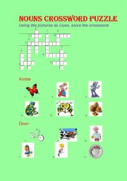 English Worksheet: Nouns Crossword Puzzle
