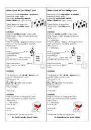 English Worksheet: WHEN I LOOK AT YOU - MILEY CIRUS