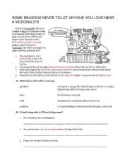 English worksheet: making inferences fast food