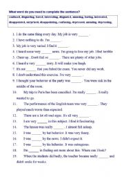 English Worksheet: -ed/-ing adjectives