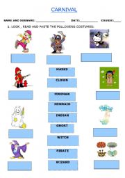 English worksheet: carnival time