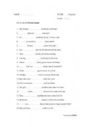 English worksheet: Present Simple