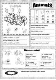 English Worksheet: Animals TWO