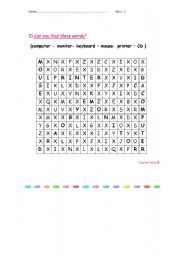 English Worksheet: My computer - crossword