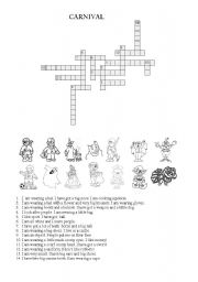 English Worksheet: carnival crossword