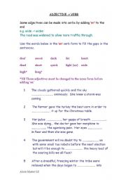 English worksheet: Adjective - verb