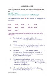English Worksheet: Adjective - verb
