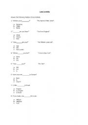 English Worksheet: Level activity