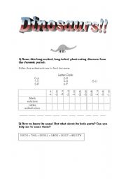 English worksheet: Dinosaurs