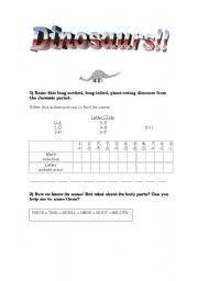 English Worksheet: Dinosaurs