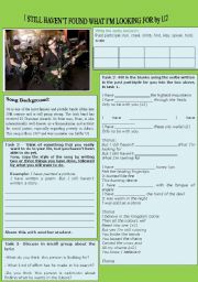 English Worksheet: U2 SONG FOR TEACHING PRESENT PERFECT