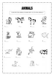 English worksheet: Animals