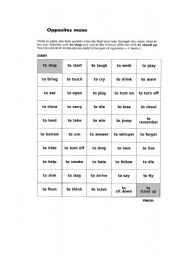 English Worksheet: Opposite verbs