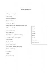 English worksheet: Usefull Phrases: Getting to Know You