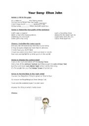 English Worksheet: Your Song- Elton John