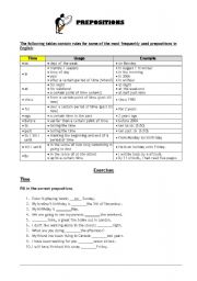 English Worksheet: Prepositions