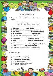 English Worksheet: SIMPLE PRESENT (KEY included)