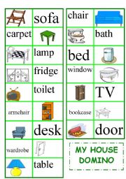 English Worksheet: MY HOUSE DOMINO