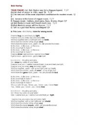 Bob Marley song and worksheet