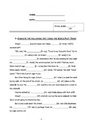 English Worksheet: 1-	COMPLETE THE FOLLOWING TEXT USING THE SIMPLE PAST TENSE