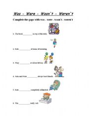 English worksheet: Was, were, wasnt, werent