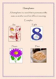 English worksheet: homophones