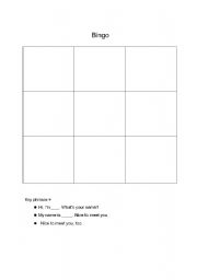 English worksheet: Whats your name bingo