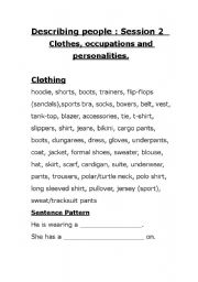 English worksheet: clothes vocab