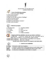 English Worksheet: Masters of invention (part 2)