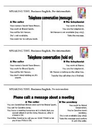 English Worksheet: Six speaking exams on phone calls