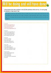 English Worksheet: WILL BE DOING AND WILL HAVE DONE