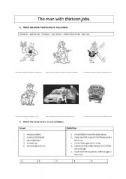 English Worksheet: reading comprehension: the man with thirteen jobs