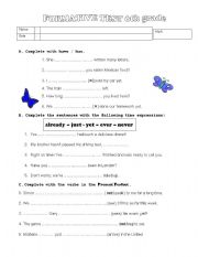 English worksheet: present perfect past tense (2)