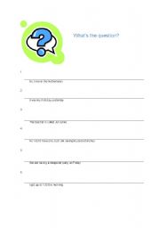 English worksheet: What is the question