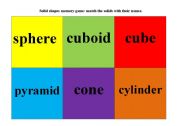 English worksheet: 3D shapes memory game