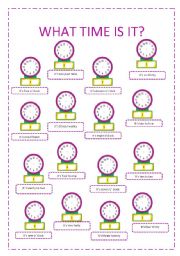 English Worksheet: What time is it?