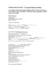 English Worksheet: Theme for English B - Hughes.  Cloze activity