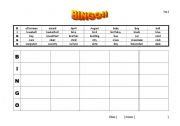 English Worksheet: 420 words bingo