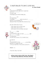 English Worksheet: I Just Called To Say I Love You