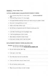 English worksheet: present perfect exercise