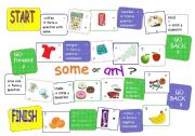 English Worksheet: Some & any board game