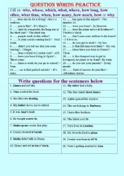 English Worksheet: Questions practice