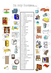 English Worksheet: in my house