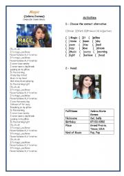 English Worksheet: Song : Magic ( Selena Gomez)