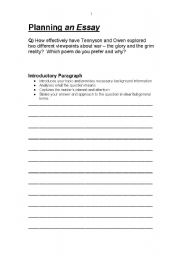 English Worksheet: Planning an essay template