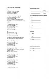 English worksheet: Cant get over - September (gapfilling activity)