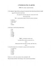 English Worksheet: To, Two and too
