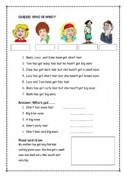 English Worksheet: Who is who