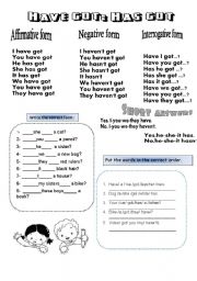 English Worksheet: Has got /have got