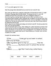 English Worksheet: time words